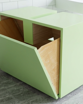 Mobile Sottolavabo Verde con Cassettone