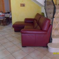 Divano a letto con penisola in vera pelle (DONDI)