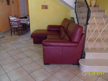 Divano a letto con penisola in vera pelle (DONDI)