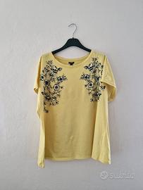Maxi Maglia Gialla OVS con ricamo floreale  XL