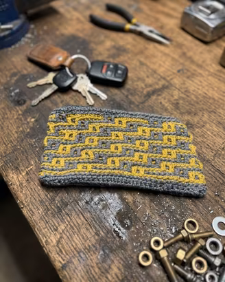 Pochette portachiavi all'uncinetto fatta a mano, c