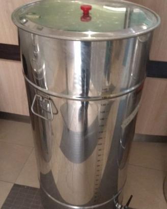 Bidone fusto olio acciaio Inox 18/10 con rubinetto