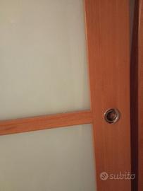 Porta scorrevole legno vetro completa scrigno