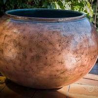 Fioriera in rame antico, martellato a mano