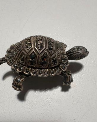 Spilla vintage tartaruga in argento Sterling