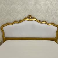 Testiera Letto Imbottita Legno Foglia Oro Velluto