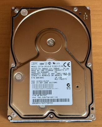 Hard Disk Vintage IBM Dtta-351010 10.1gb IDE Pata