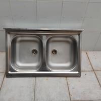 Lavandino lavello doppia vasca in acciaio inox
