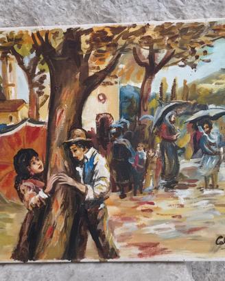 quadro Antico Olio su Tela Calogero C. 1981 