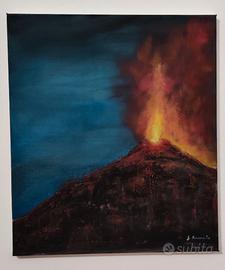 Quadro moderno materico originale - Eruzione Etna