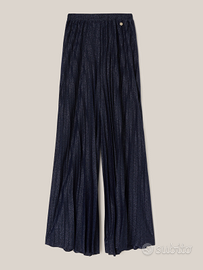 Motivi pantaloni ampi lurex blu plissè Xs