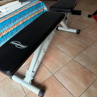 Panca, sbarra trazioni smontabile, 2 manubri