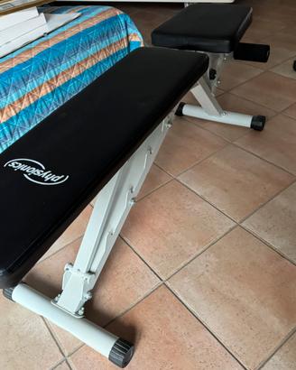 Panca, sbarra trazioni smontabile, 2 manubri