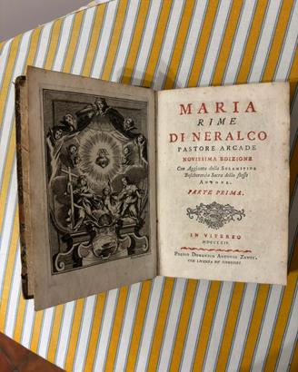 Libro antico 1764 Maria di Neralco rime