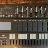 Korg NanoKontrol2, NanoPad2, NanoKey2 con custodia