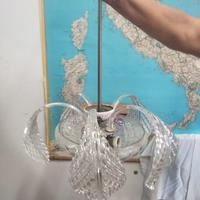 lampadario in vetro 5 foglie 