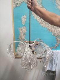 lampadario in vetro 5 foglie 