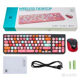 Tastiera e Mouse Wireless YC – NUOVI, design retrò