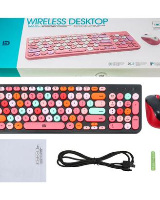 Tastiera e Mouse Wireless YC – NUOVI, design retrò