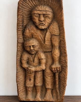 scultura in legno intagliate a mano anni 70 Camuna