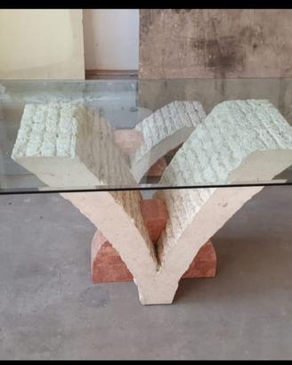 Tavolo e tavolino in cristallo e pietra