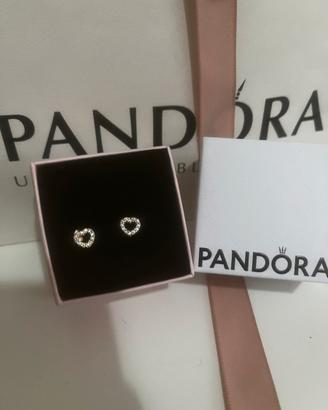 Pandora orecchini a lobo cuore in oro rosa