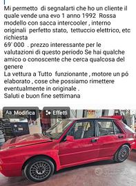 lancia delta evoluzione evo 1 anno 1992 