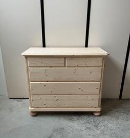Mobile comò cassettiera da camera in legno grezzo