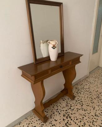 Consolle in legno con specchio