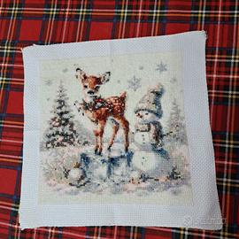 quadretto tela ricamata a punto croce misura 30x30