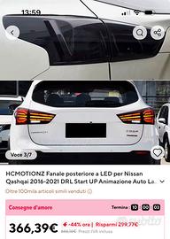 Fari  ful led black per qashqai dal 2016 al 2021
