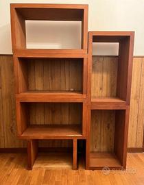 Scaffalatura in legno di mogano componibile 