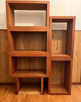 Scaffalatura in legno di mogano componibile 