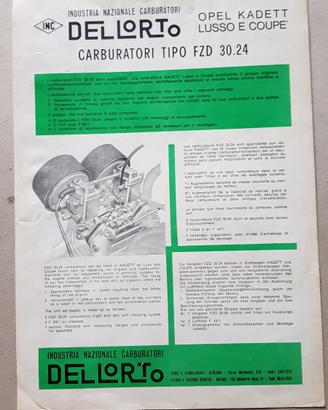 Dell'Orto carburatore FZD x Opel Kadett 2 depliant