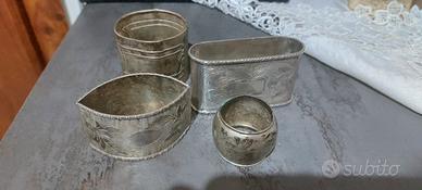 set 4 porta tovaglioli vintage in argento 800