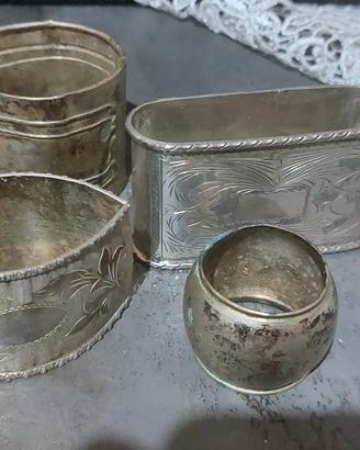 set 4 porta tovaglioli vintage in argento 800