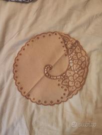 Centrino Vintage Tessuto Ricamato Punto Richelieu