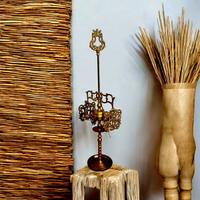 Lume a 5 fiamme, paralume con blasone h.81cm