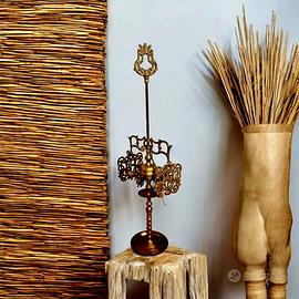 Lume a 5 fiamme, paralume con blasone h.81cm