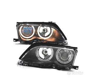 FARI BMW E46 01-05 ANGEL EYES SFONDO NERO ELETTRO