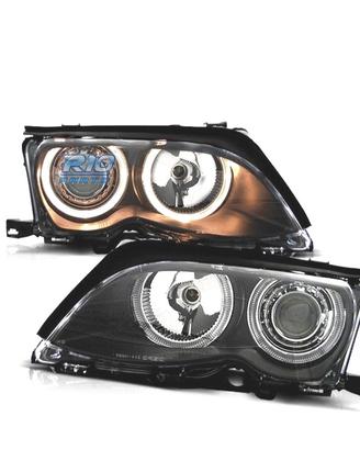 FARI BMW E46 01-05 ANGEL EYES SFONDO NERO ELETTRO