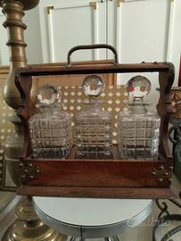 Tantalo vintage legno 3 decanter e serratura