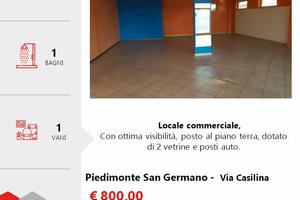 Locale fronte strada con 2 vetrine