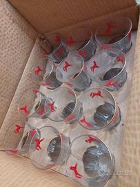 12 bicchieri sis cavallino rosso con scatola 