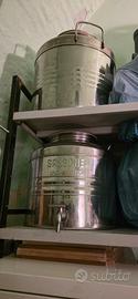 coppia di fusti per olio in acciaio inox