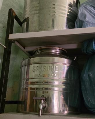 coppia di fusti per olio in acciaio inox