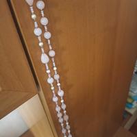 collana lunga con pietre quarzo rosa