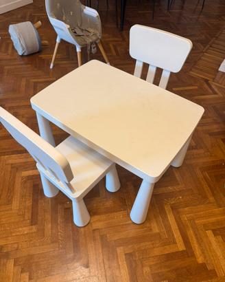 Tavolo ikea mammut con 2 sedie