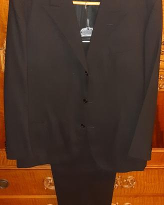 ABITO NERO CON GILET SARTORIALE LANA 100% Tg 54