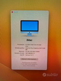 IMac 21.5 2017 SSD 32GB RAM